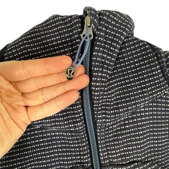 Lululemon Scuba Lined Hoodie Blue Double Polka Dot Full Zip Cropped Womens 4 - Picture 4 of 7